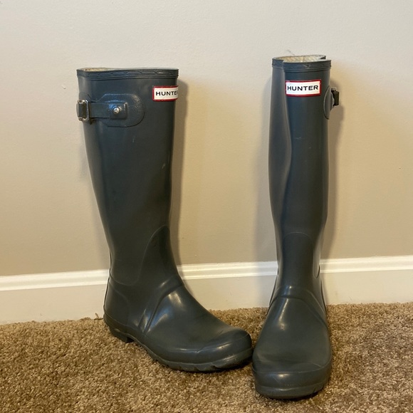 Hunter Original Tall Matte Rubber Rain Boots Gray - Picture 1 of 9